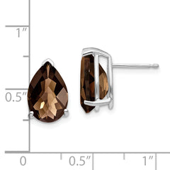 14kw 12x8 Pear Checker-Cut Smoky Quartz Earrings