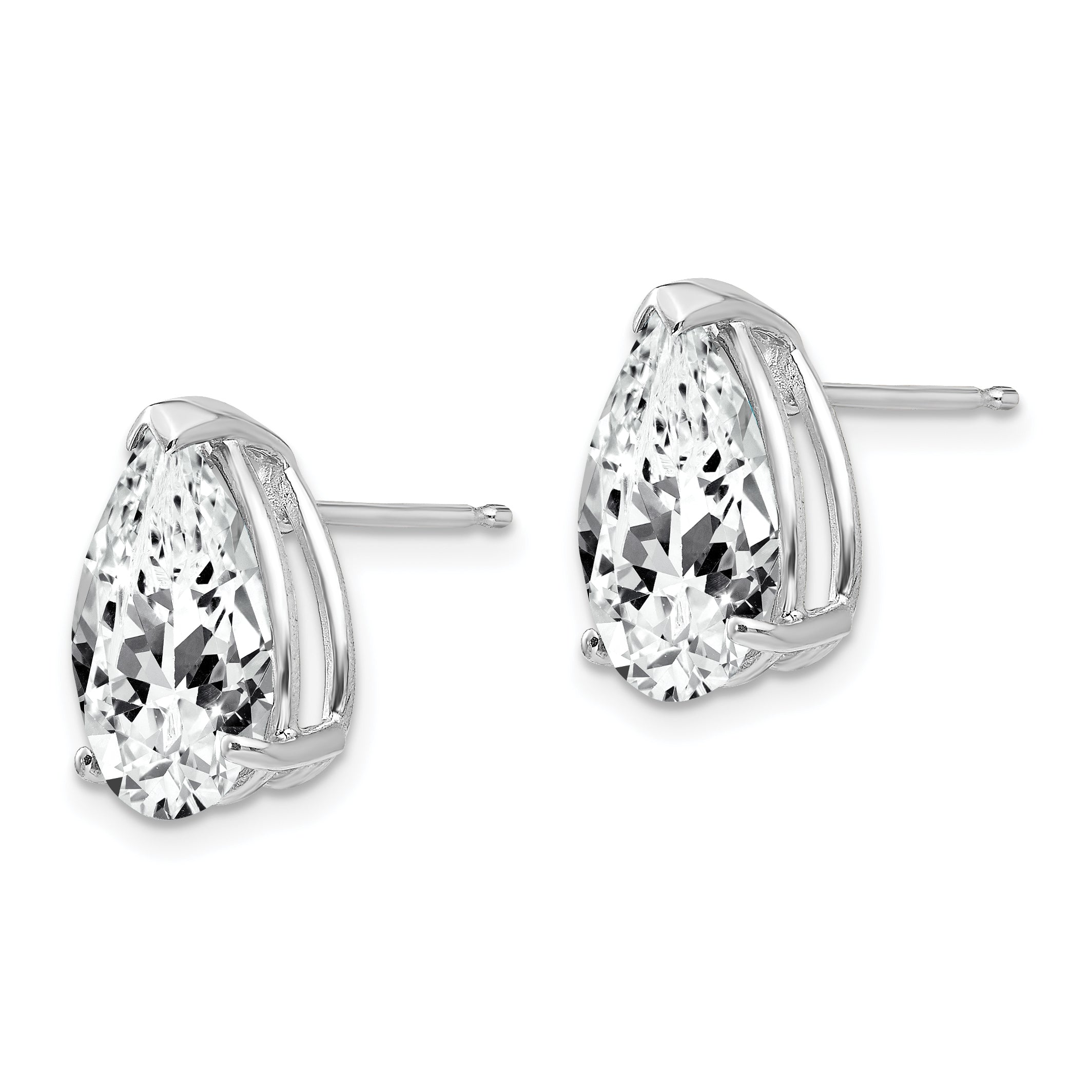 14k White Gold 12x8mm Pear Cubic Zirconia Earrings