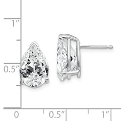 14k White Gold 12x8mm Pear Cubic Zirconia Earrings