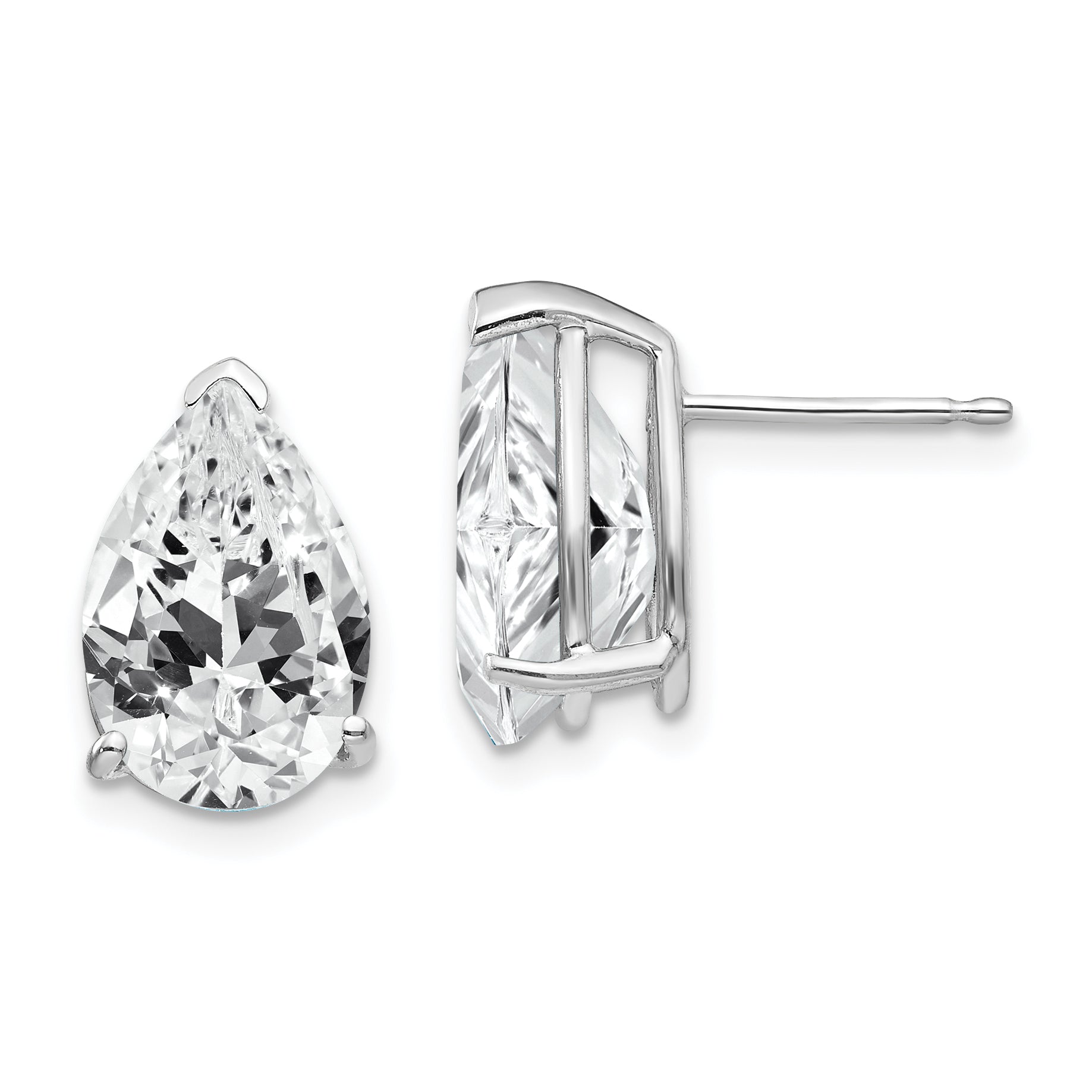 14k White Gold 12x8mm Pear Cubic Zirconia Earrings