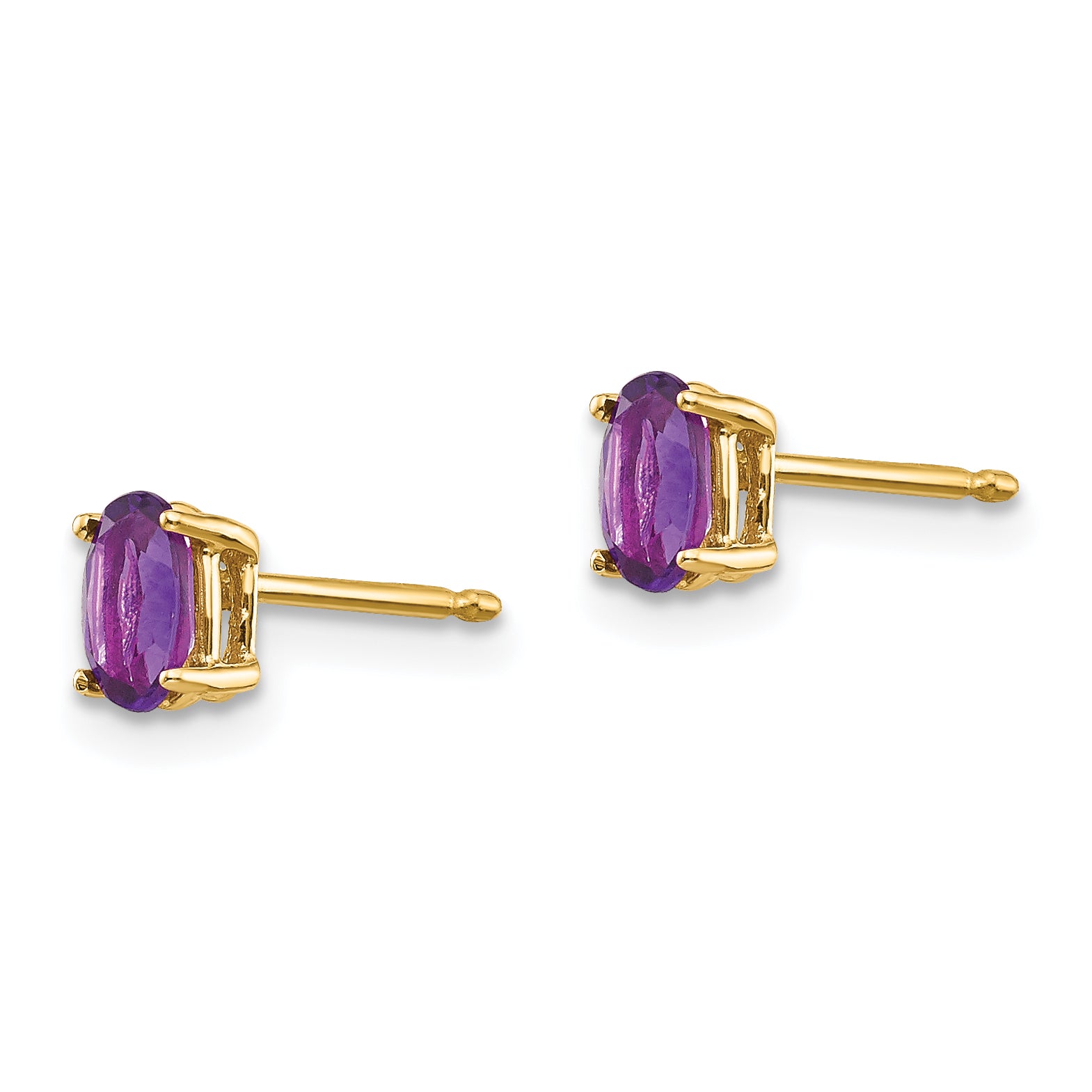 14k 5x3mm Oval Amethyst Earrings