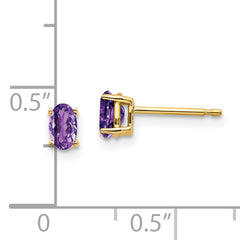 14k 5x3mm Oval Amethyst Earrings