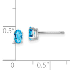 14k White Gold 5x3mm Oval Blue Topaz Earrings