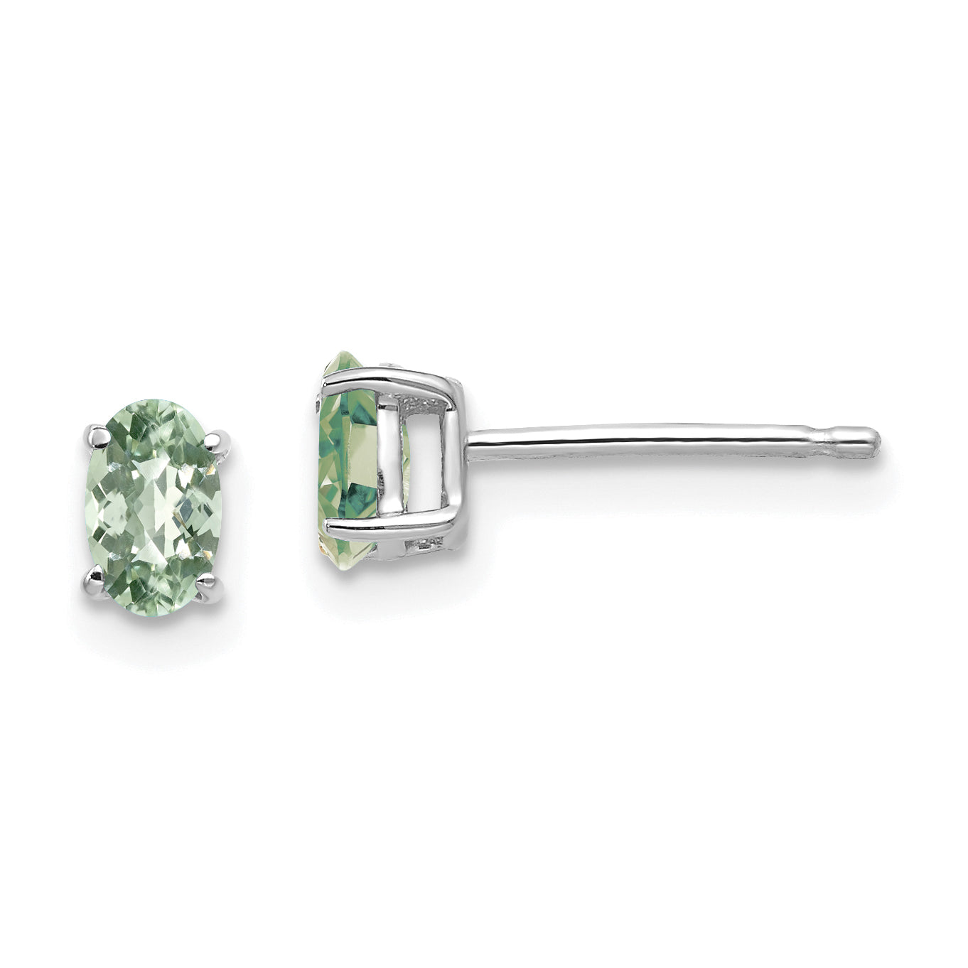 14kw 5x3 Oval Checker-Cut Green Quartz Earrings