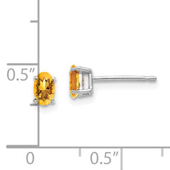 14k White Gold 5x3mm Oval Citrine Earrings