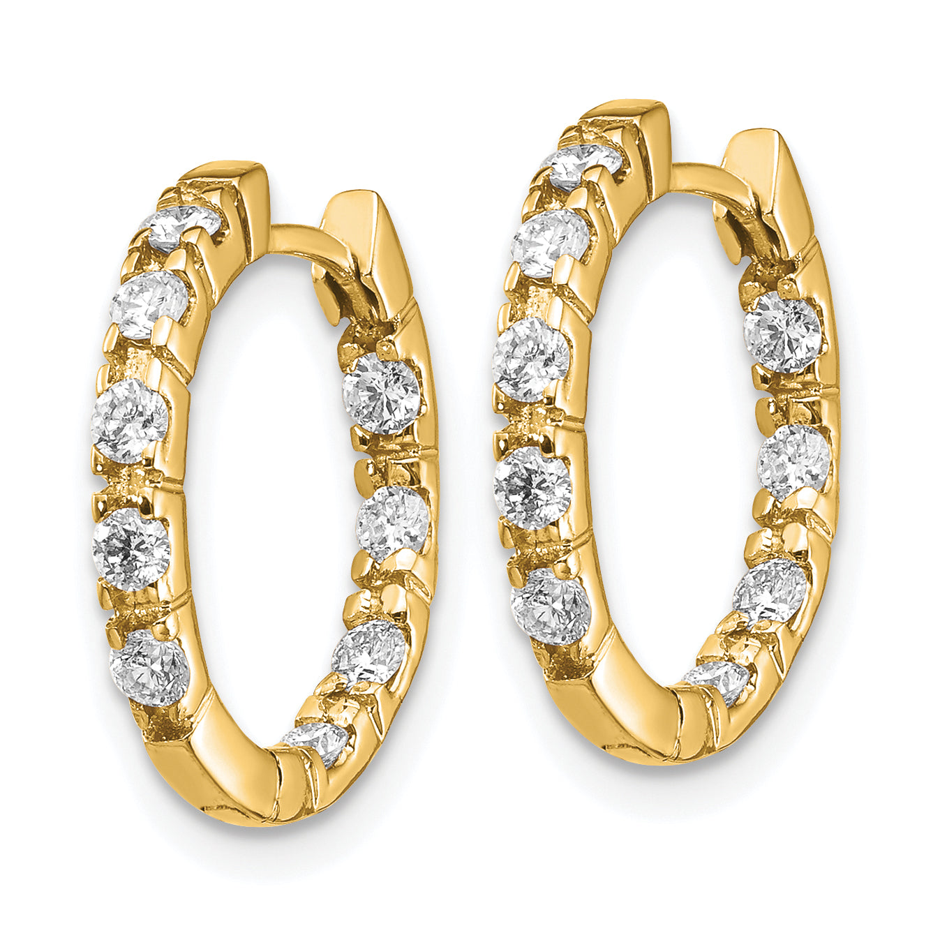 14k A Diamond Hinged Hoop Earrings