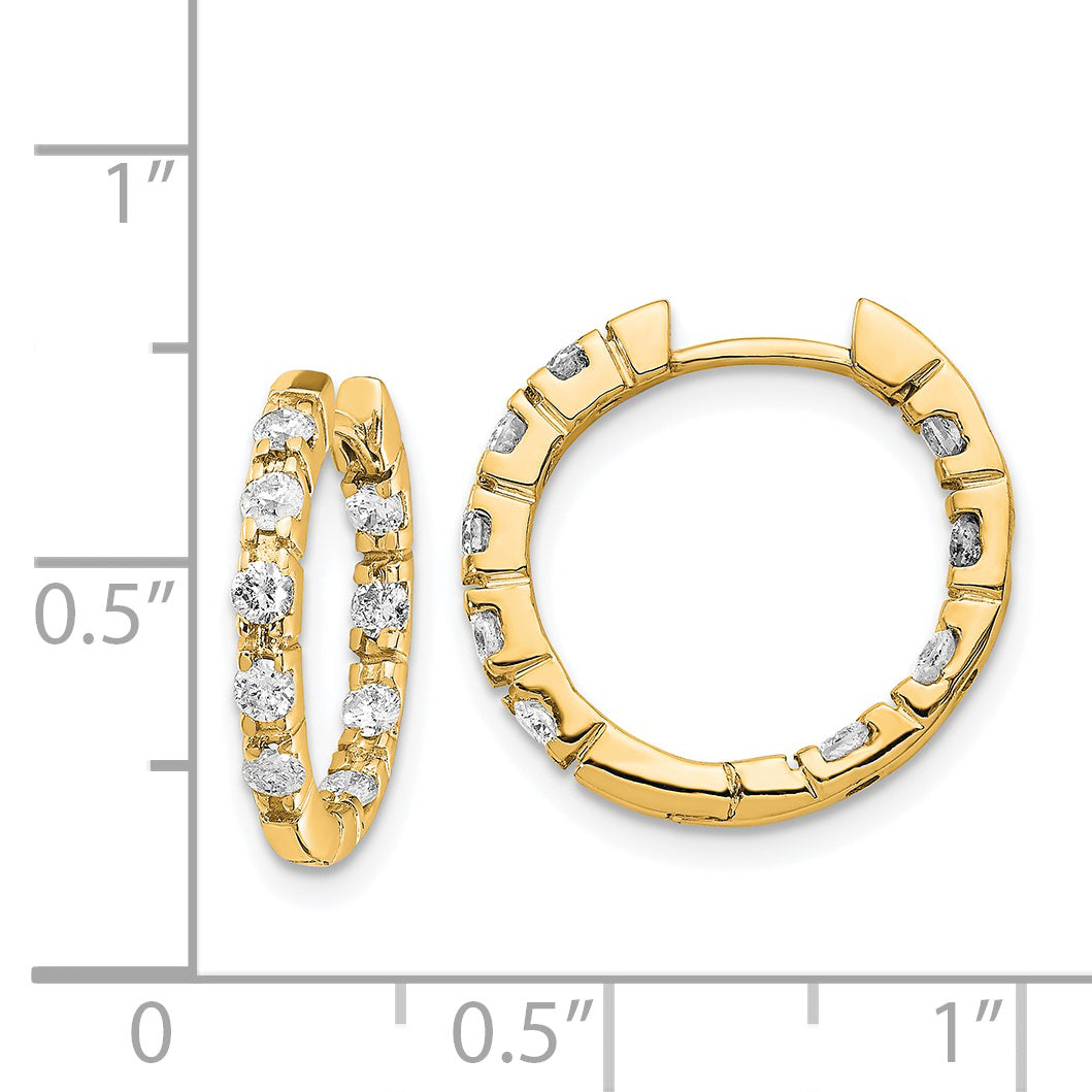 14k A Diamond Hinged Hoop Earrings