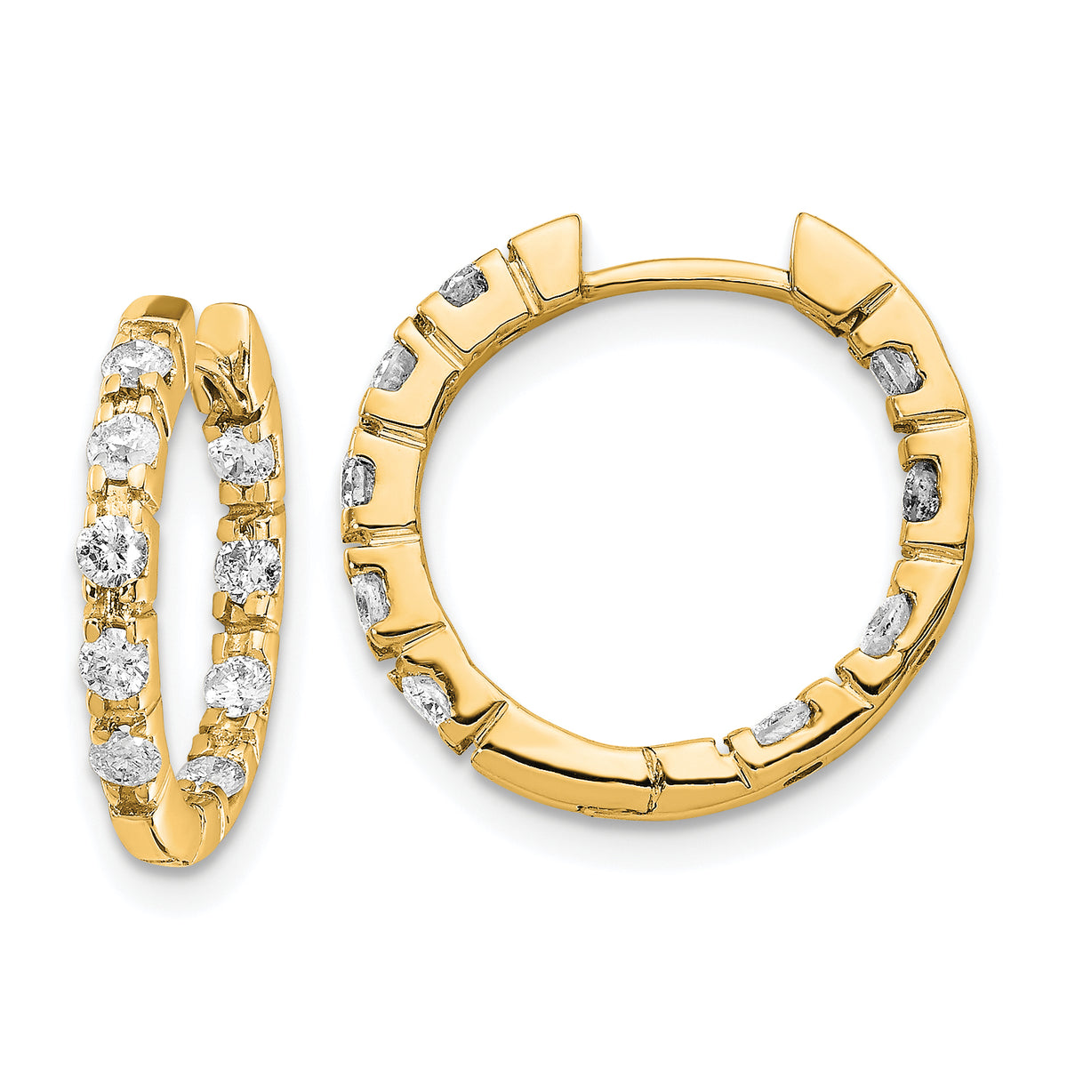 14k VS Diamond Hinged Hoop Earrings