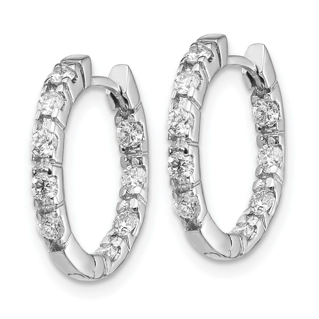 14k White Gold A Diamond Hinged Hoop Earrings