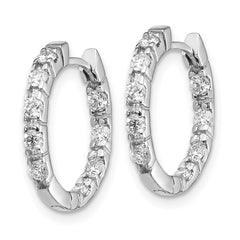 14k White Gold A Diamond Hinged Hoop Earrings