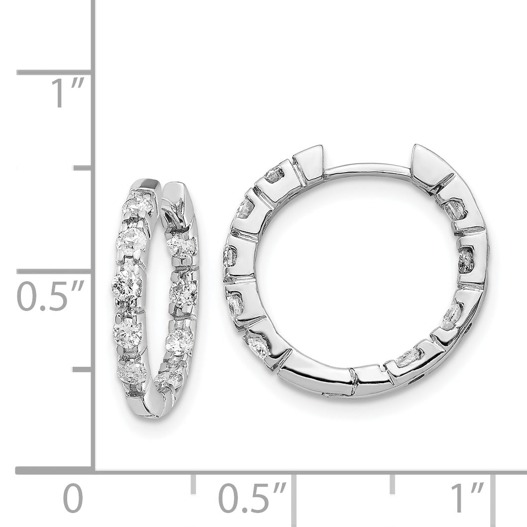 14k White Gold A Diamond Hinged Hoop Earrings