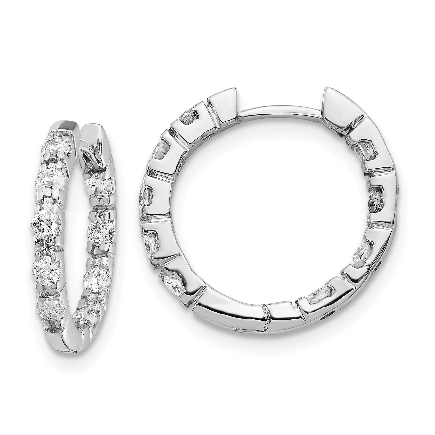 14k White Gold VS Diamond Hinged Hoop Earrings