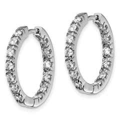 14k White Gold A Diamond Hinged Hoop Earrings