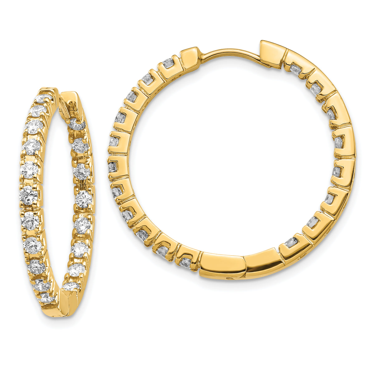 14k VS Diamond Hinged Hoop Earrings