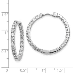 14k White Gold A Diamond Hinged Hoop Earrings