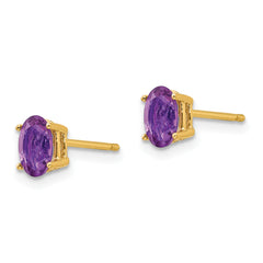 14k 6x4mm Oval Amethyst Earrings