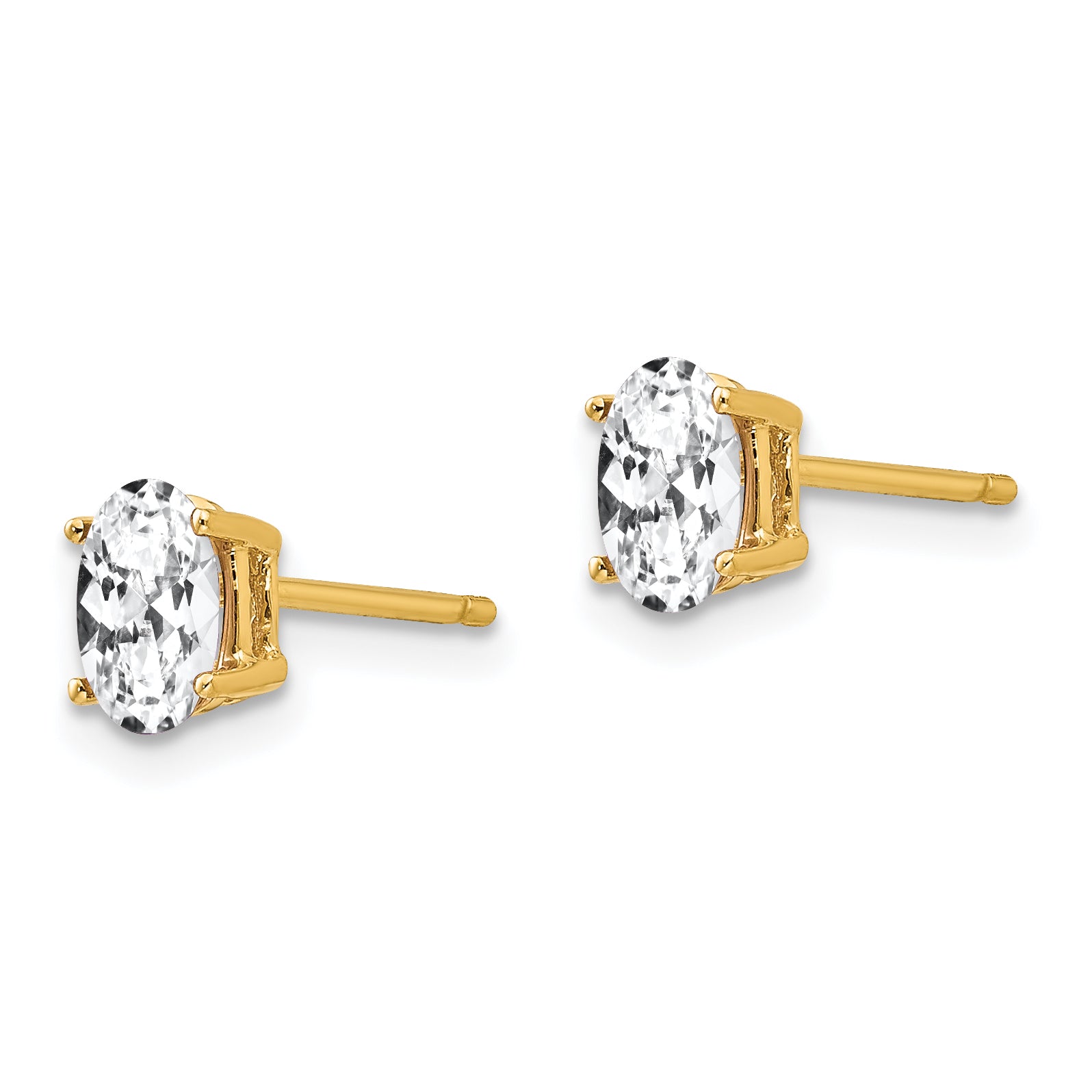 14k 6x4mm Oval Cubic Zirconia Earrings