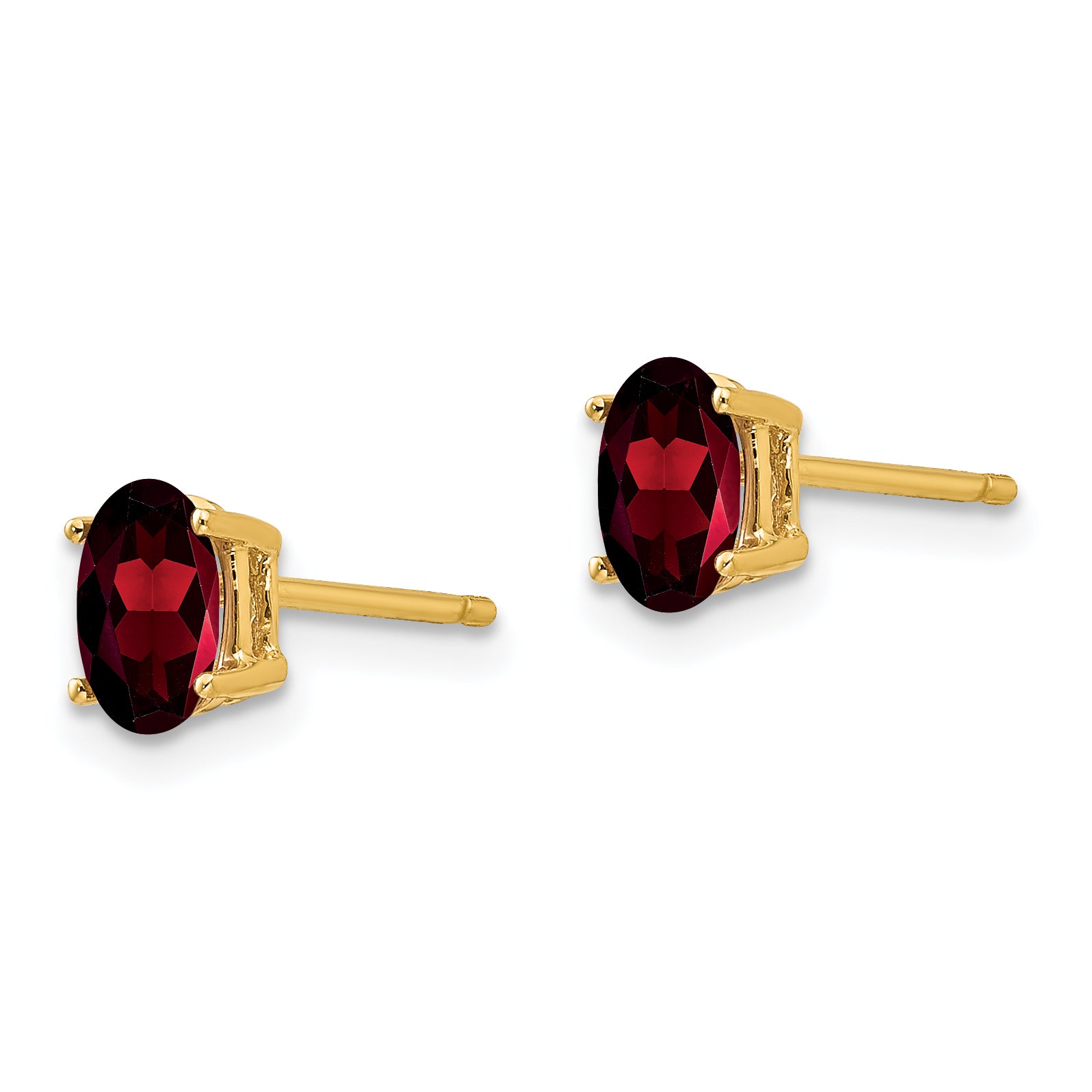 14k 6x4mm Oval Garnet Earrings