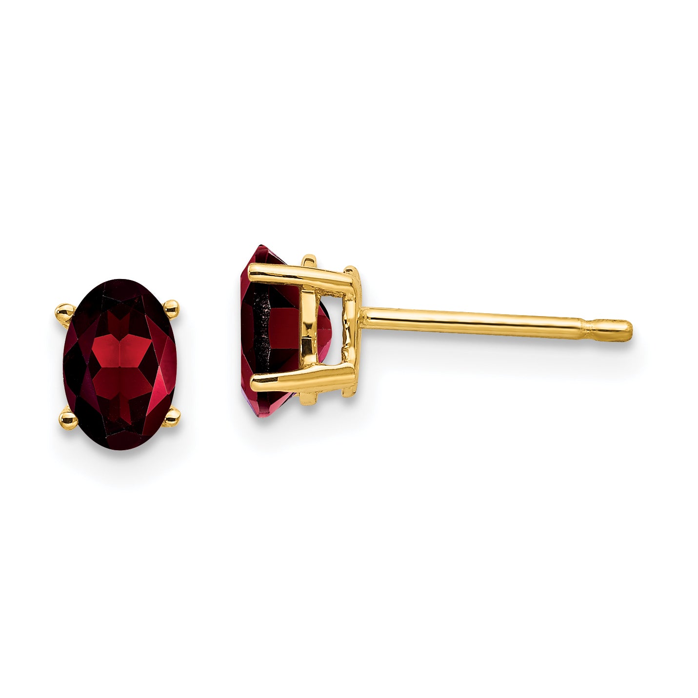 14k 6x4mm Oval Garnet Earrings