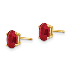 14k 6mm x 4mm Ruby Oval Post Stud Earrings