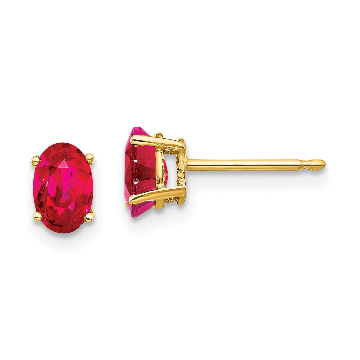 14k 6mm x 4mm Ruby Oval Post Stud Earrings