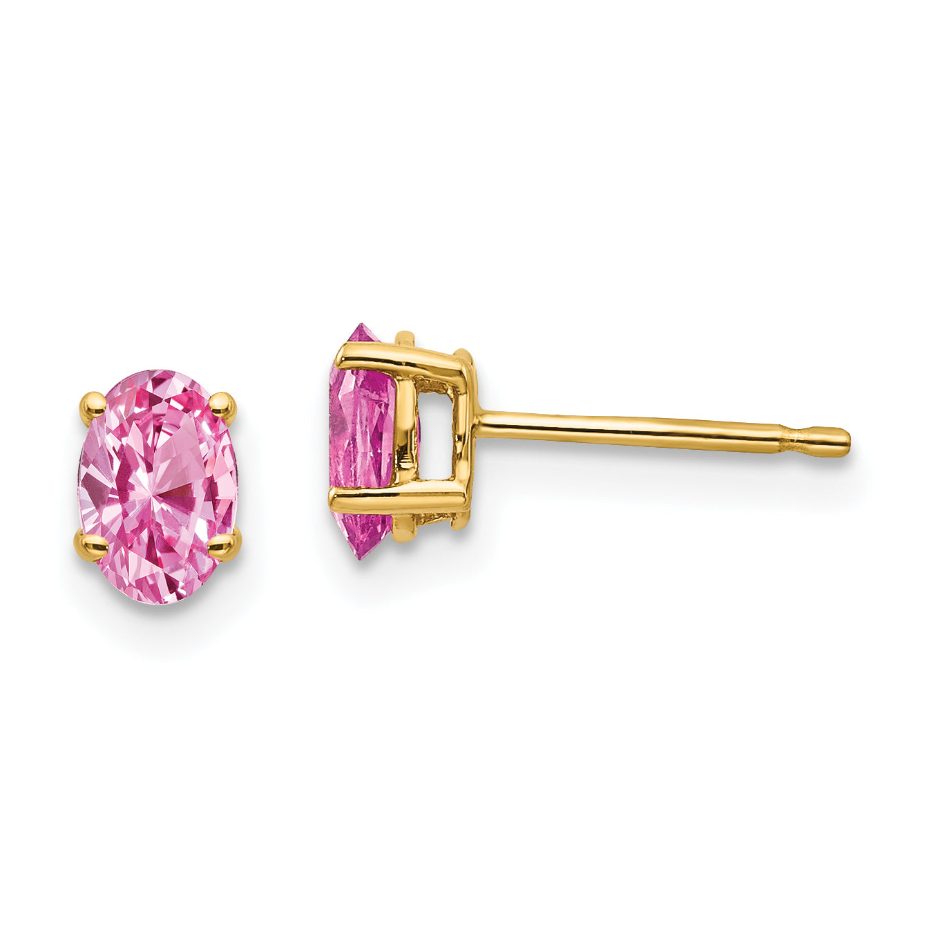 14k Pink Sapphire Post Earrings