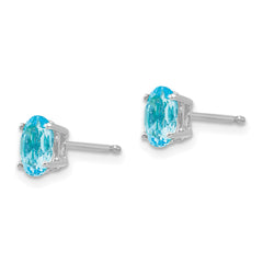 14k White Gold 6x4mm Oval Blue Topaz Earrings