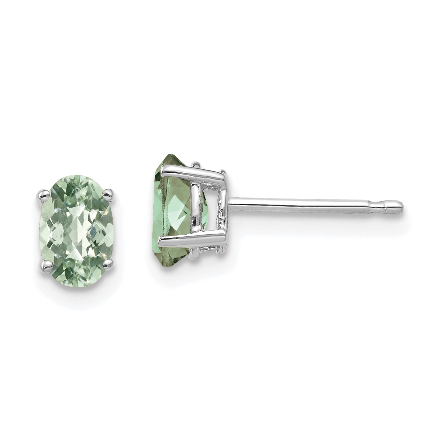 14kw 6x4 Oval Checker-Cut Green Quartz Earrings