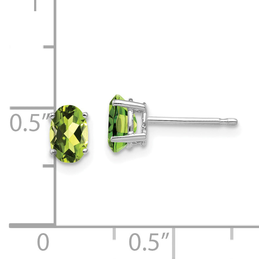 14k White Gold 6x4mm Oval Peridot Earrings