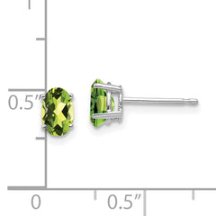 14k White Gold 6x4mm Oval Peridot Earrings