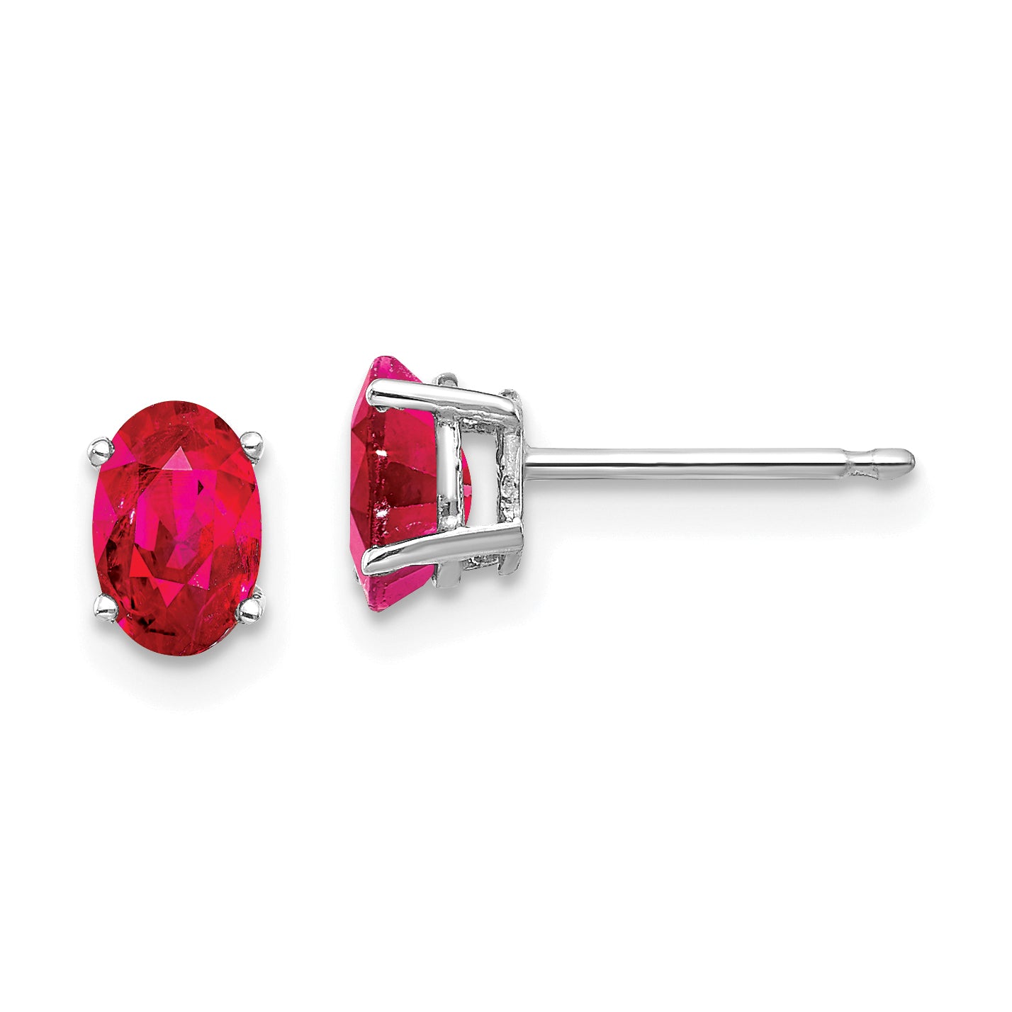 14k White Gold Ruby Earrings