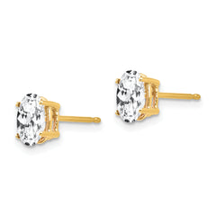 14k 7x5mm Oval Cubic Zirconia Earrings