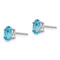 14k White Gold 7x5mm Oval Blue Topaz Earrings