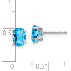 14k White Gold 7x5mm Oval Blue Topaz Earrings