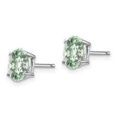 14kw 7x5 Oval Checker-Cut Green Quartz Earrings