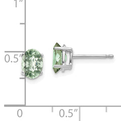 14kw 7x5 Oval Checker-Cut Green Quartz Earrings