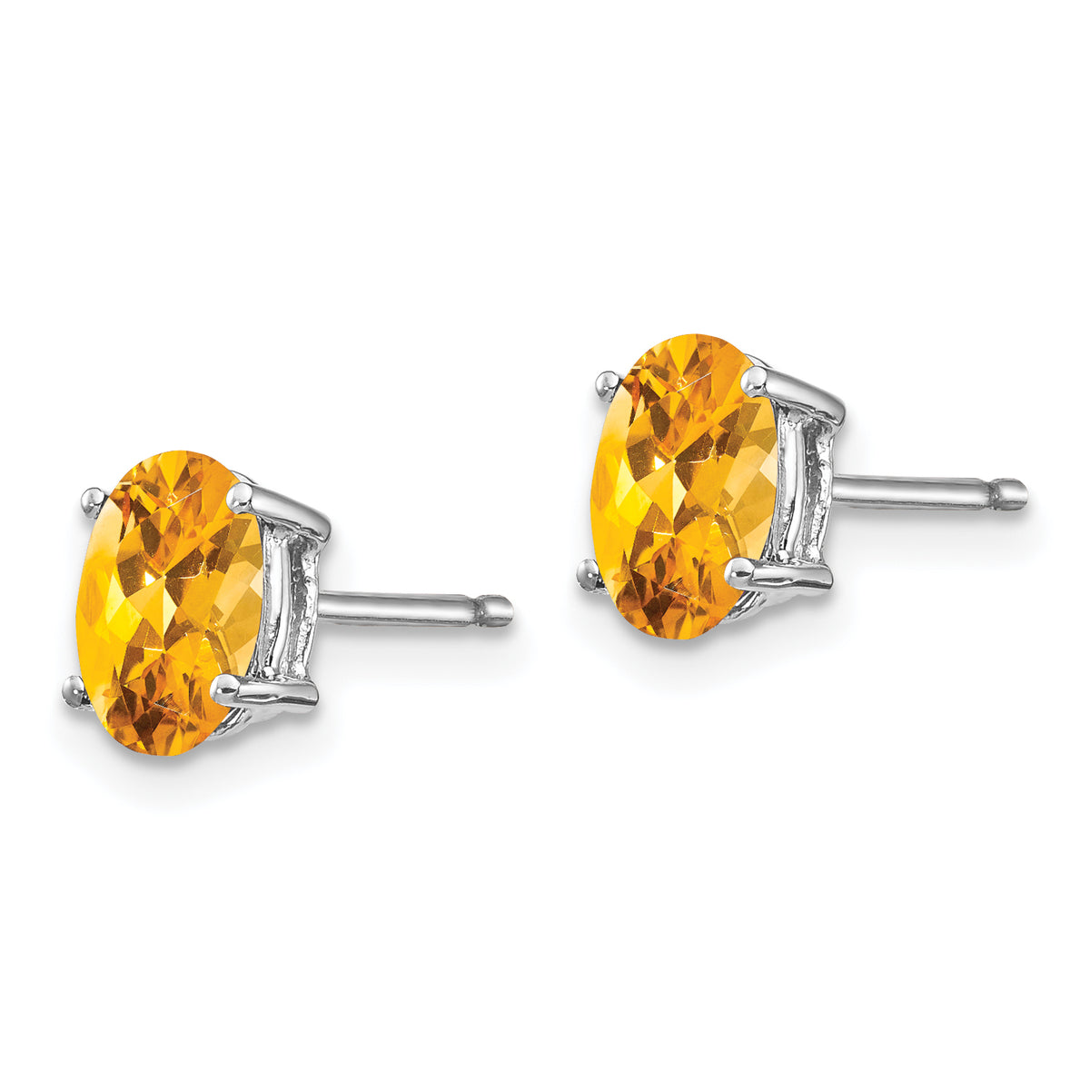 14k White Gold 7x5mm Oval Citrine Earrings