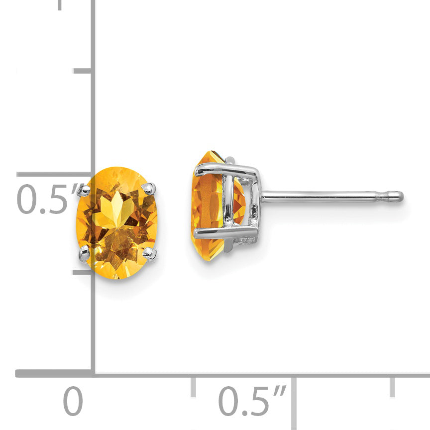 14k White Gold 7x5mm Oval Citrine Earrings