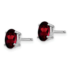 14k White Gold 7x5mm Oval Garnet Earrings