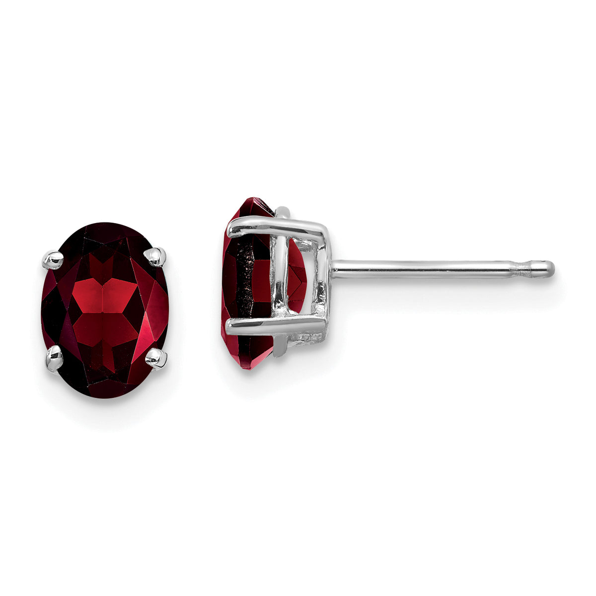 14k White Gold 7x5mm Oval Garnet Earrings