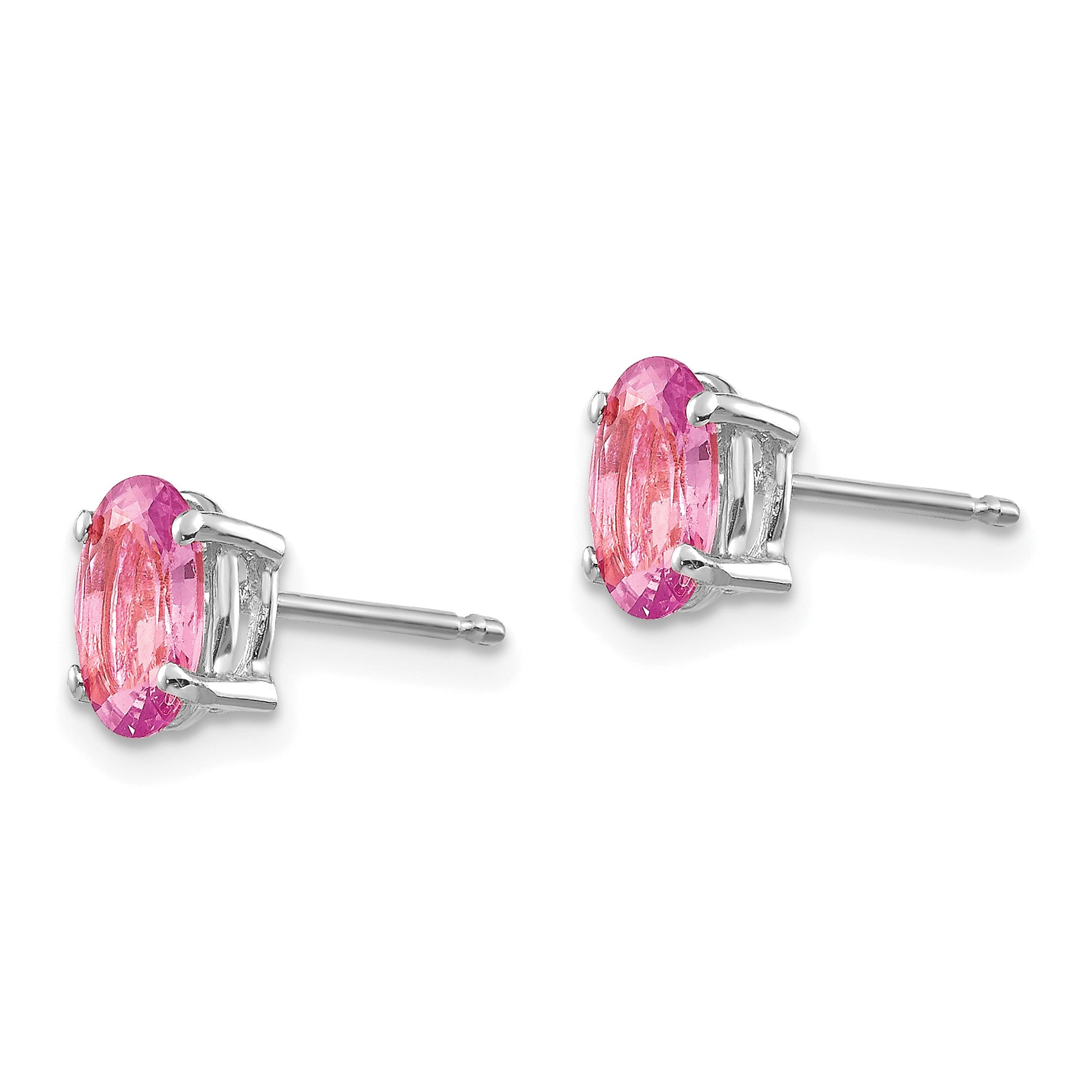 14k White Gold Pink Sapphire Earrings