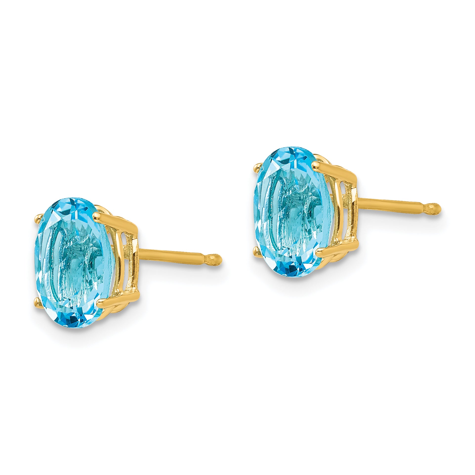 14k 8x6mm Oval Blue Topaz Earrings