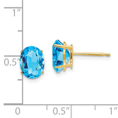 14k 8x6mm Oval Blue Topaz Earrings