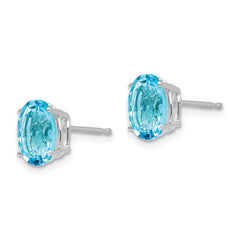 14k White Gold 8x6mm Oval Blue Topaz Earrings