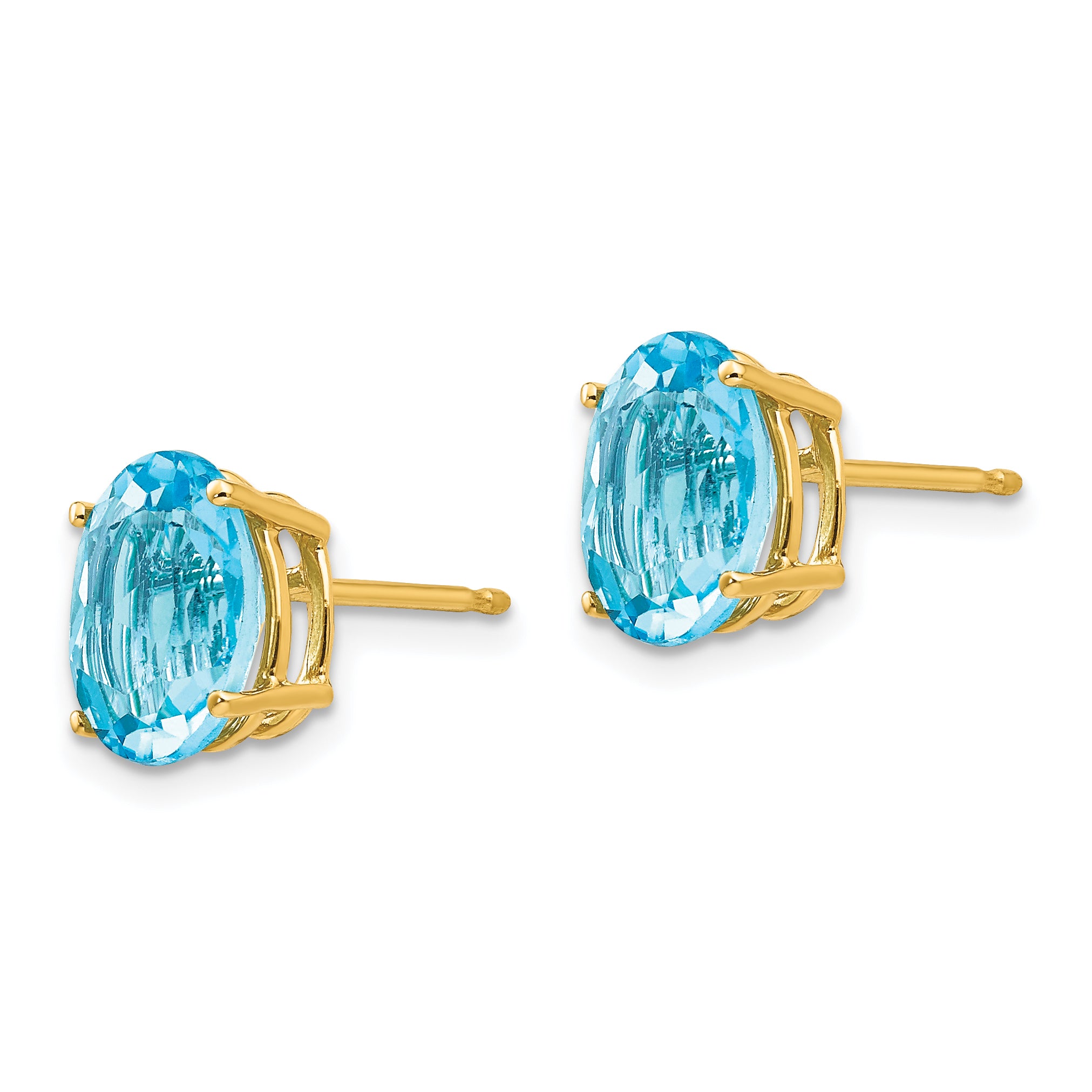 14k 9x7mm Oval Blue Topaz Earrings