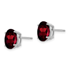 14k White Gold 9x7mm Oval Garnet Earrings