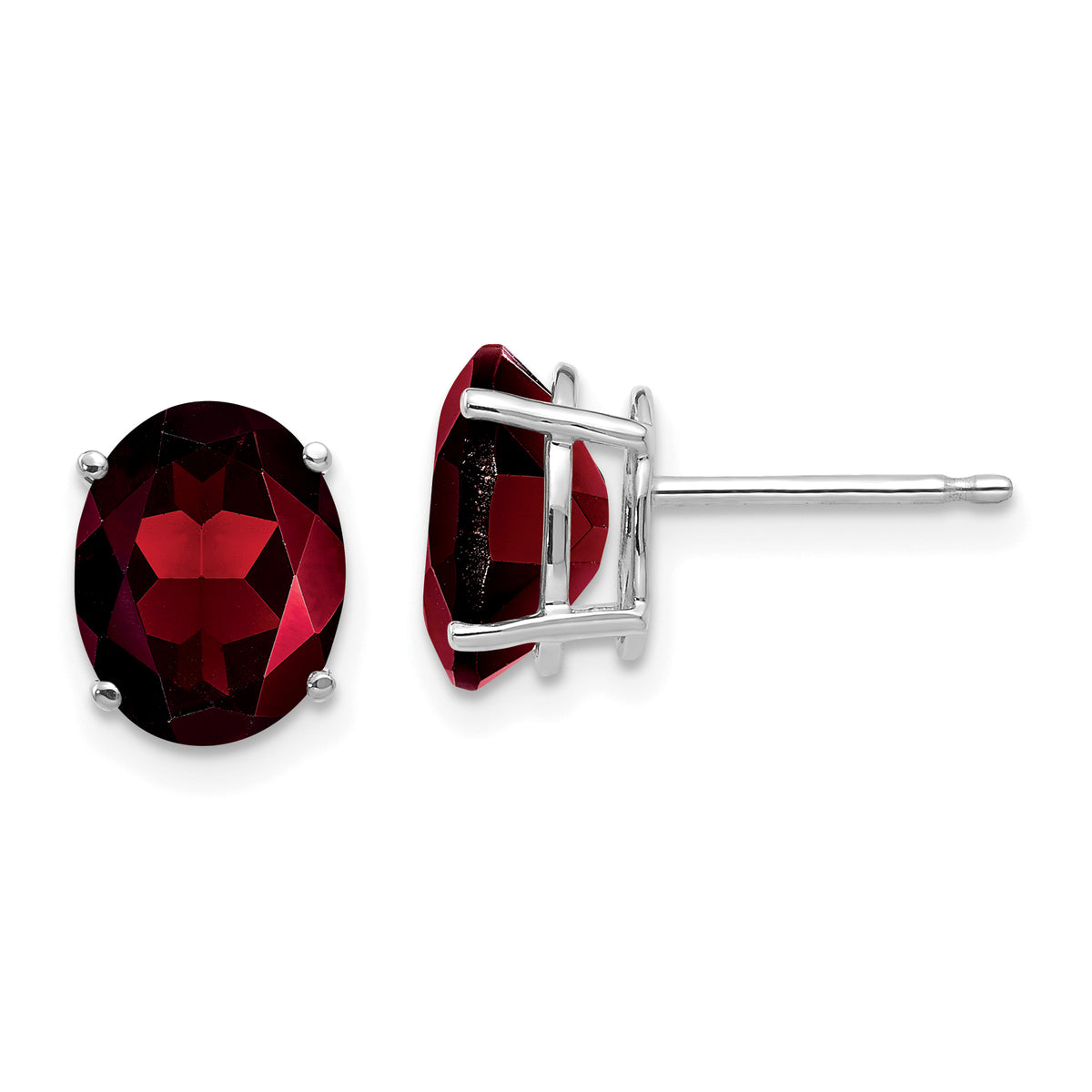 14k White Gold 9x7mm Oval Garnet Earrings