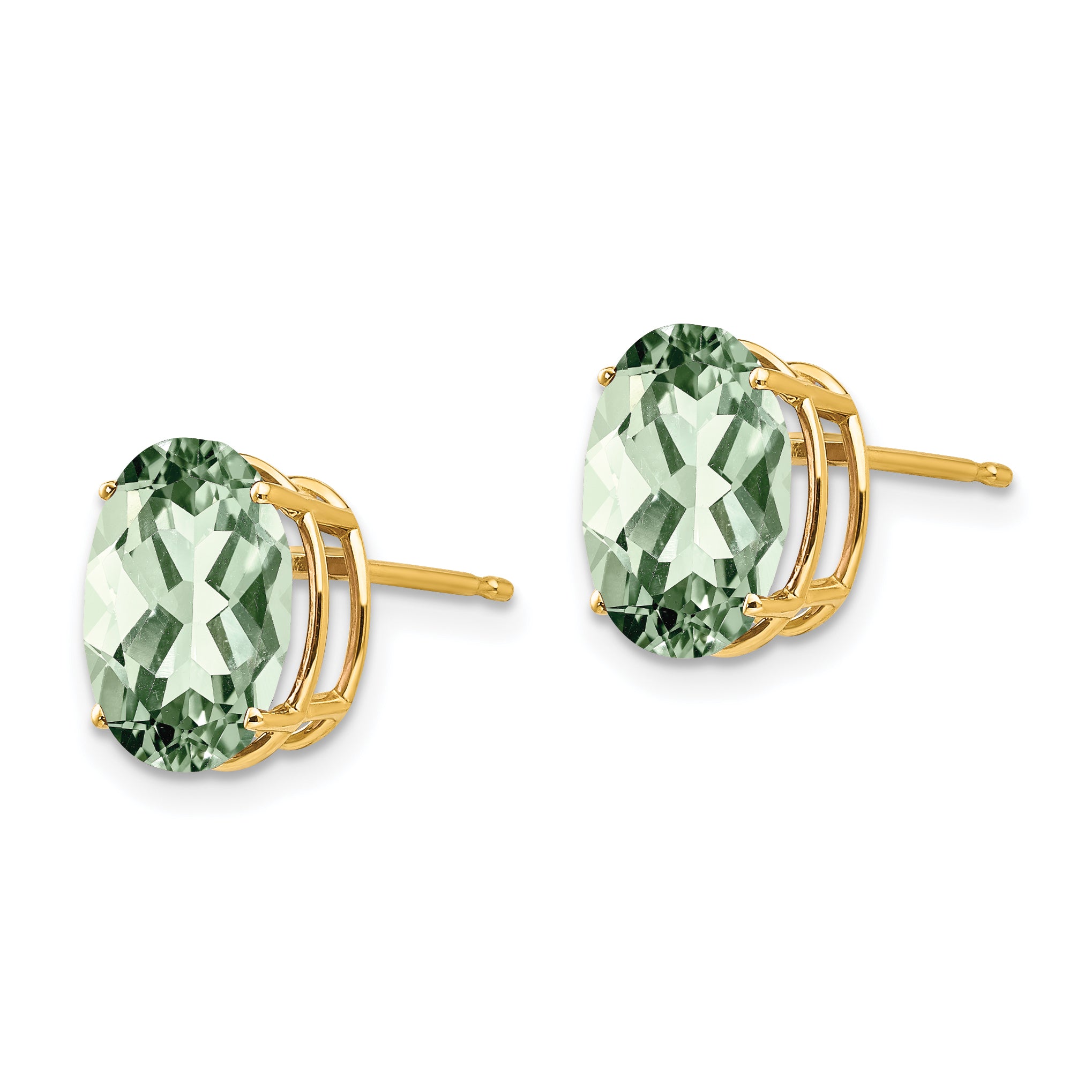 14k 10x8 Oval Green Quartz Earrings