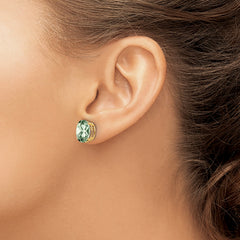 14k 10x8 Oval Green Quartz Earrings