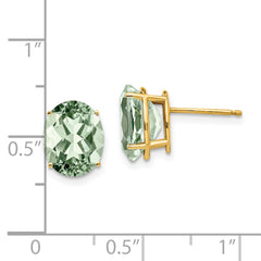 14k 10x8 Oval Green Quartz Earrings